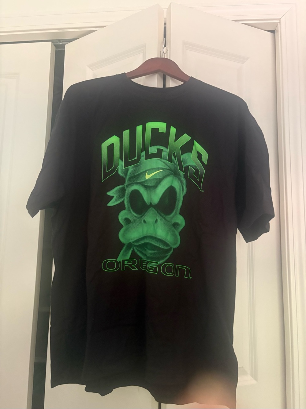 Nike Black T-Shirt with Glow in the Dark Neon Green Oregon Ducks